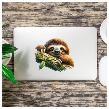 Sloth Brown Animal Tree Leaf Vinyl Sticker Decal