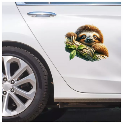 Sloth Brown Animal Tree Leaf Vinyl Sticker Decal