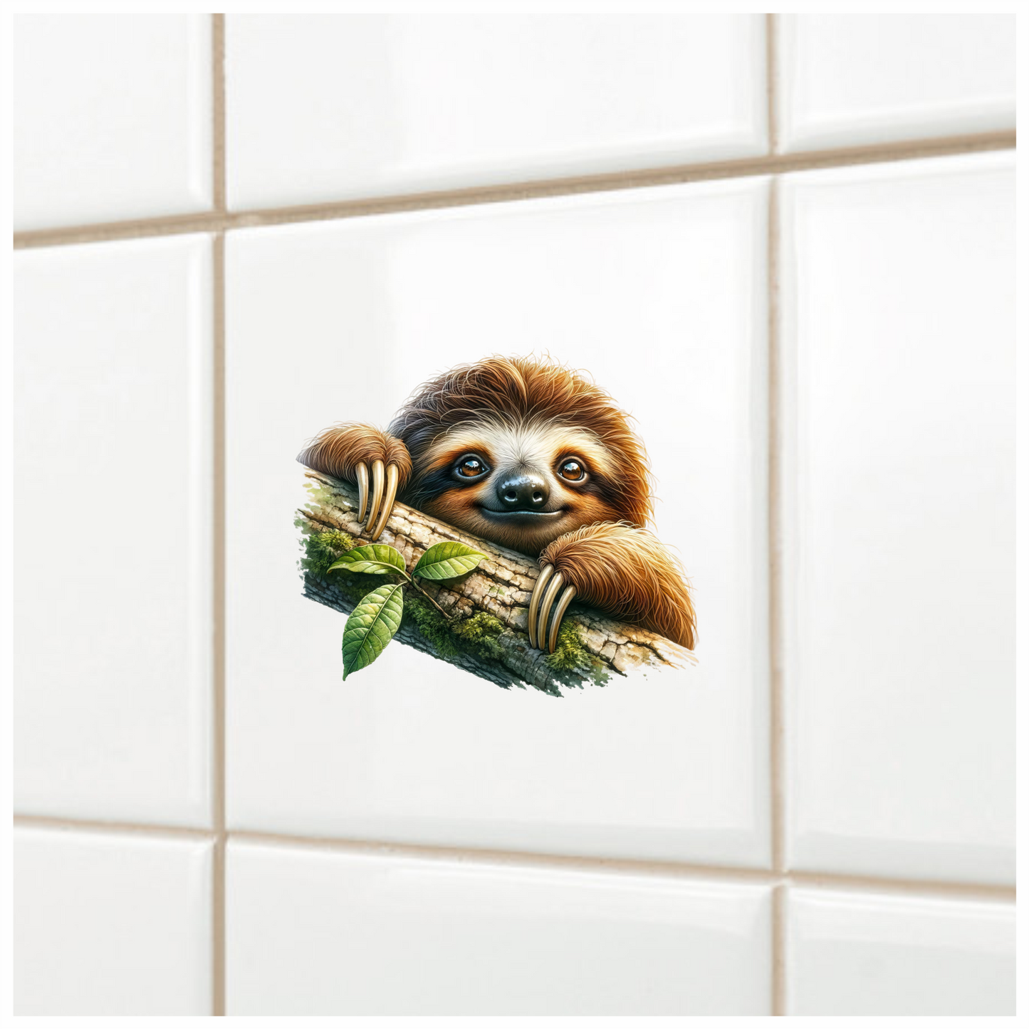 Sloth Brown Animal Tree Leaf Vinyl Sticker Decal