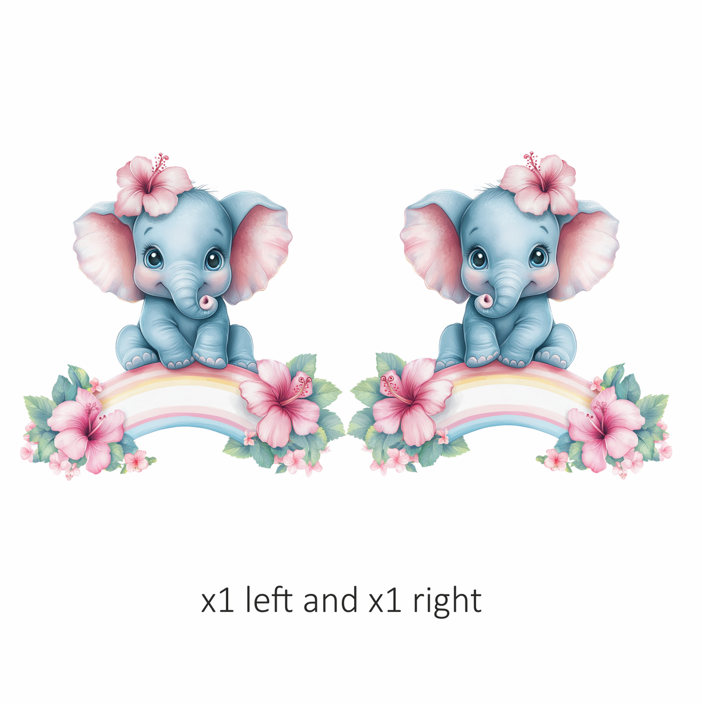 Elephant Blue Moon Flowers Sitting Vinyl Sticker Decal