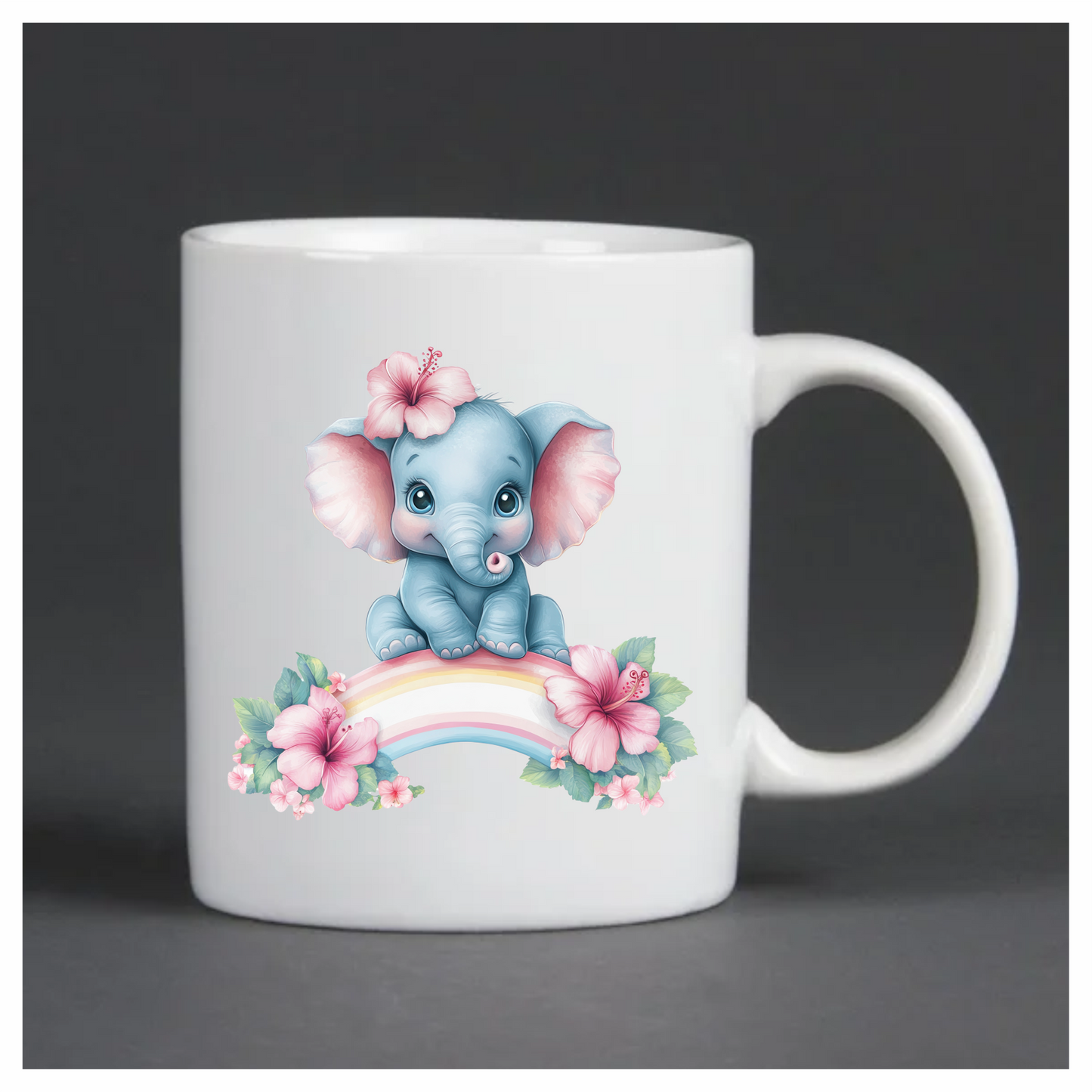 Blue Elephant Hibiscus Flower Rainbow Vinyl Sticker Decal