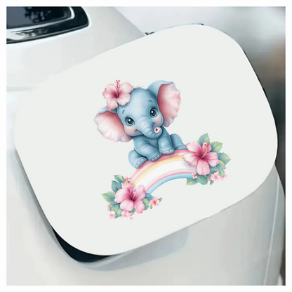 Blue Elephant Hibiscus Flower Rainbow Vinyl Sticker Decal