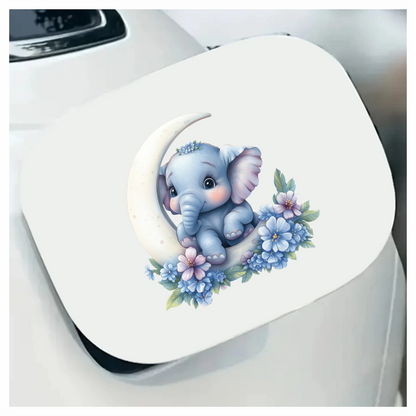 Blue Elephant Moon Flowers Vinyl Sticker Decal