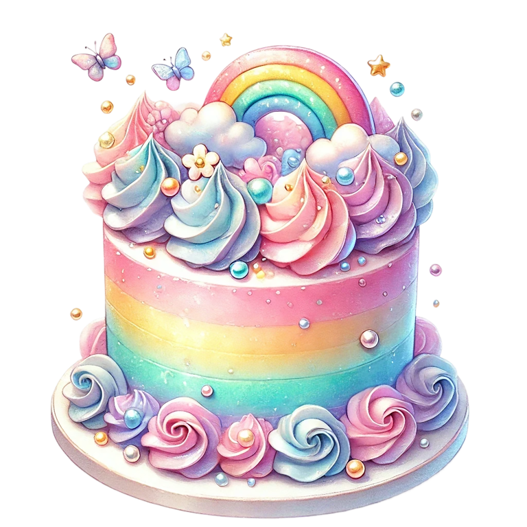 Rainbow Cake Pink Butterflies Clouds Sprinkles Soft Vinyl Sticker Decal