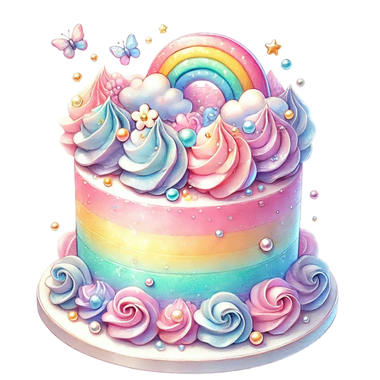 Rainbow Cake Pink Butterflies Clouds Sprinkles Soft Vinyl Sticker Decal