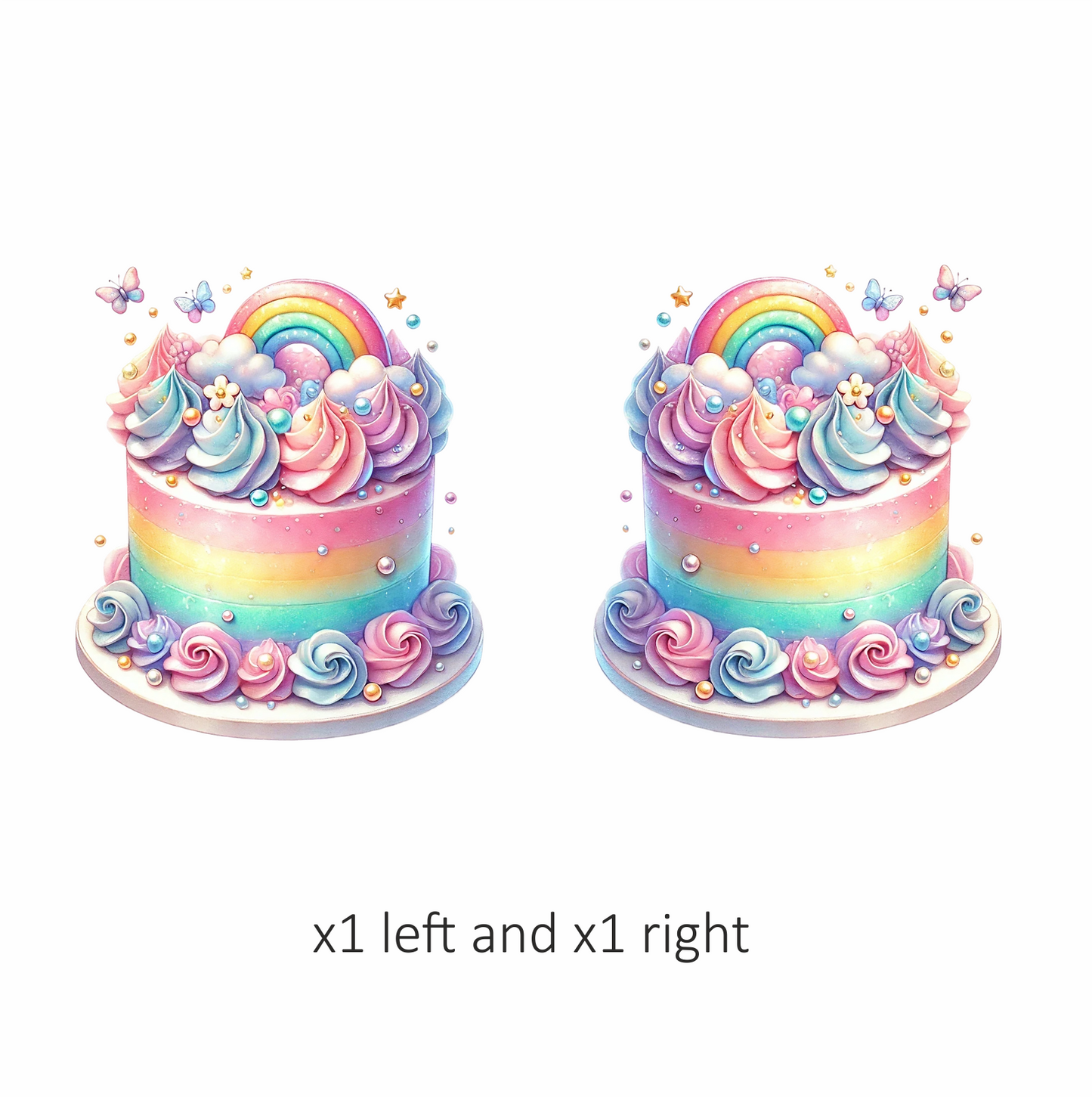 Rainbow Cake Pink Butterflies Clouds Sprinkles Soft Vinyl Sticker Decal