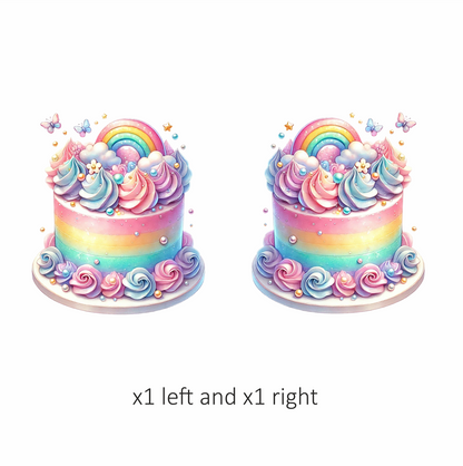 Rainbow Cake Pink Butterflies Clouds Sprinkles Soft Vinyl Sticker Decal