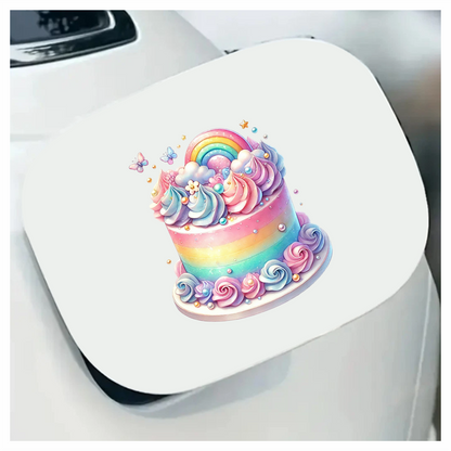 Rainbow Cake Pink Butterflies Clouds Sprinkles Soft Vinyl Sticker Decal