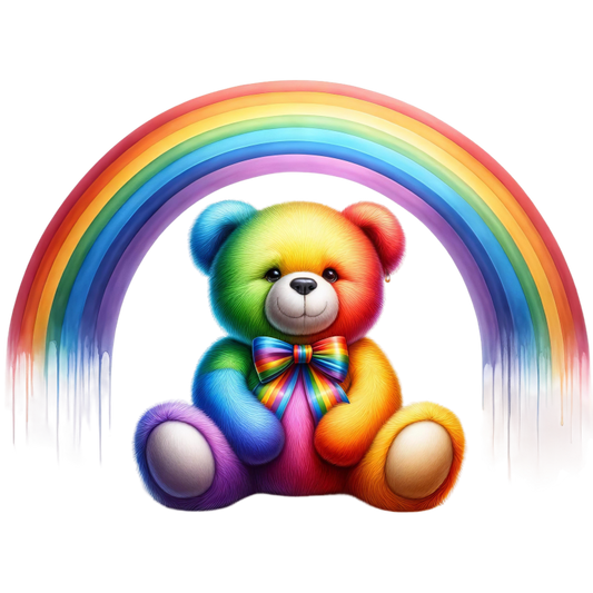 Rainbow Bear Colorful Teddy Vinyl Sticker Decal