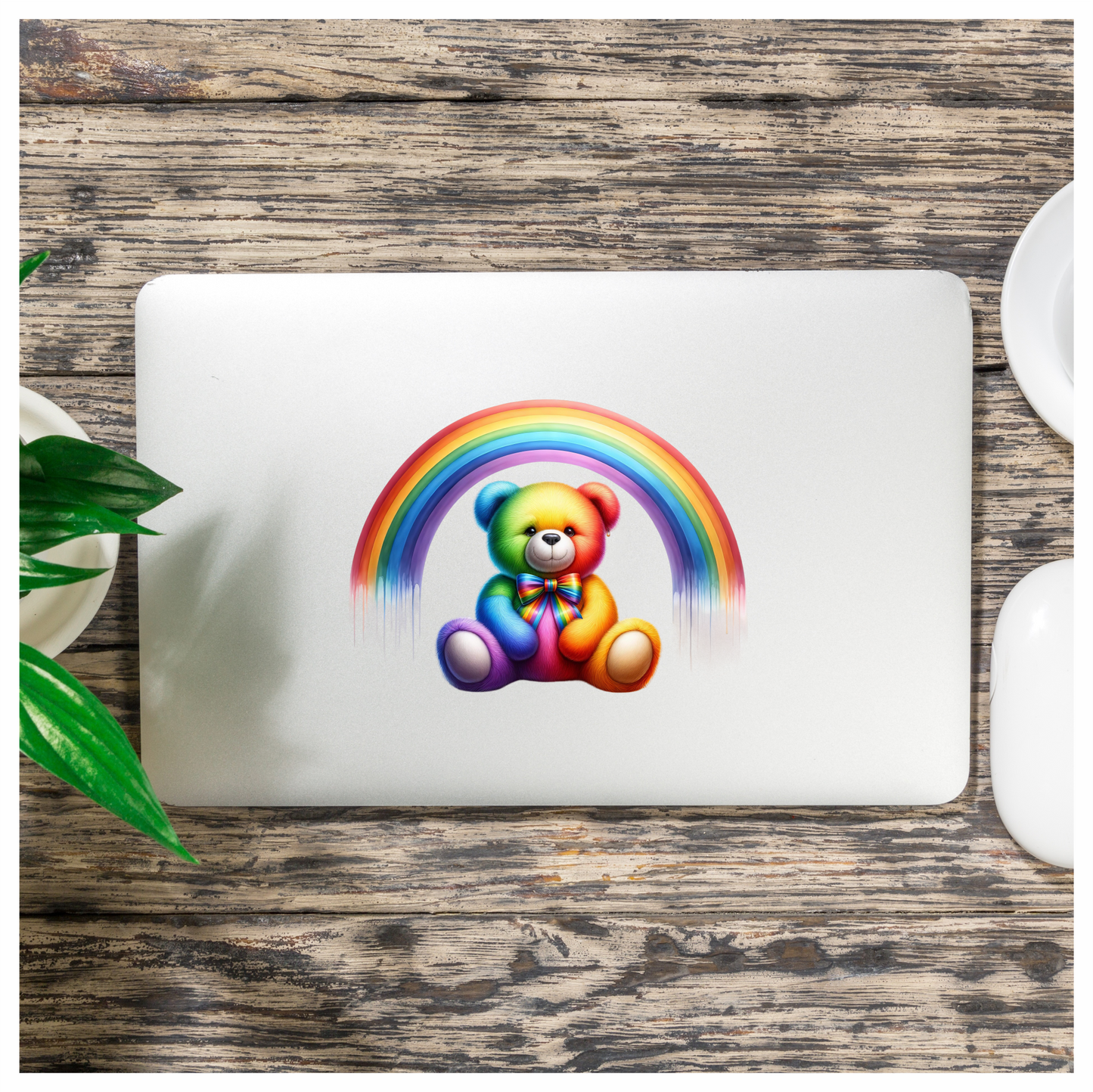 Rainbow Bear Colorful Teddy Vinyl Sticker Decal