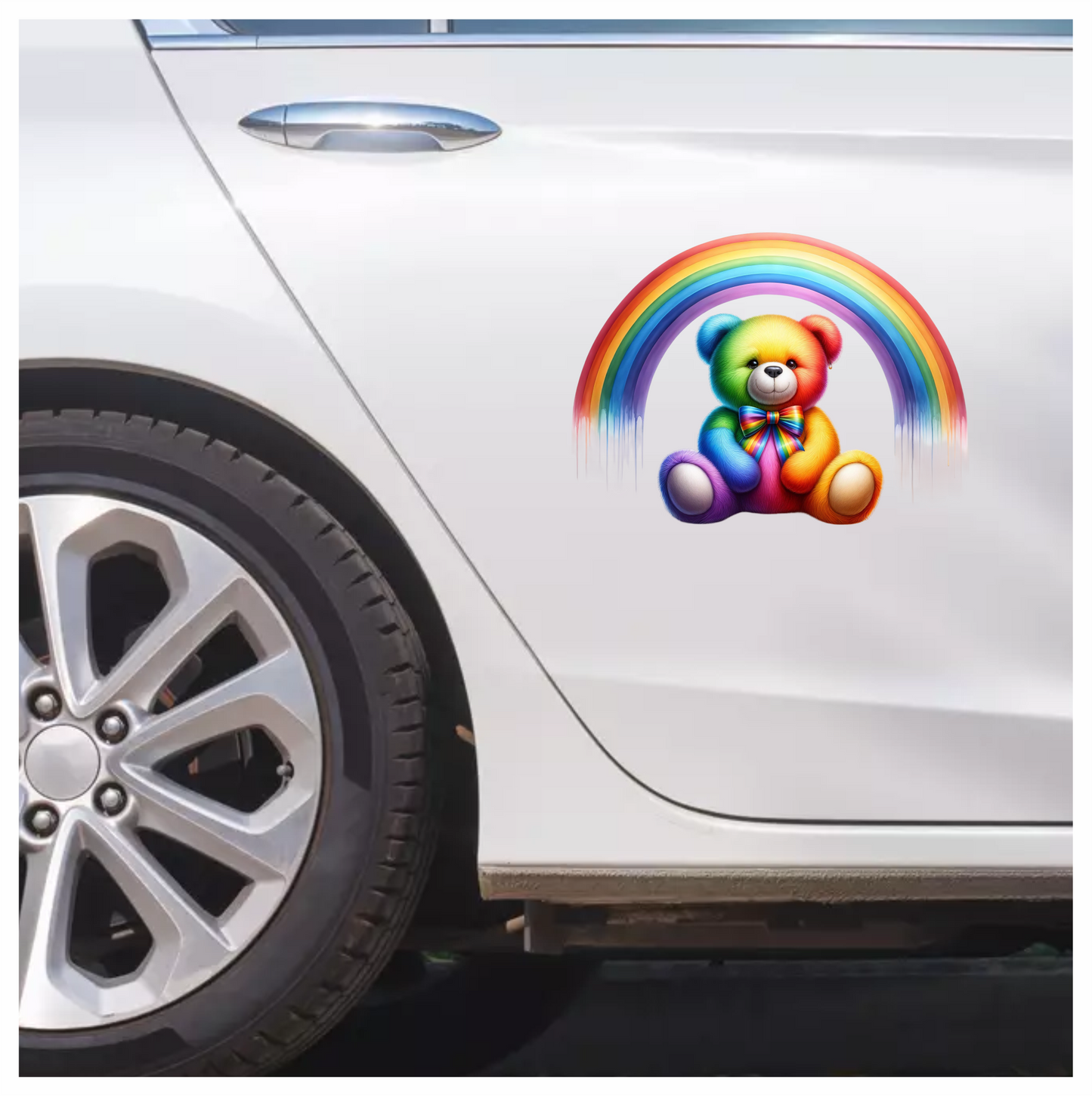 Rainbow Bear Colorful Teddy Vinyl Sticker Decal