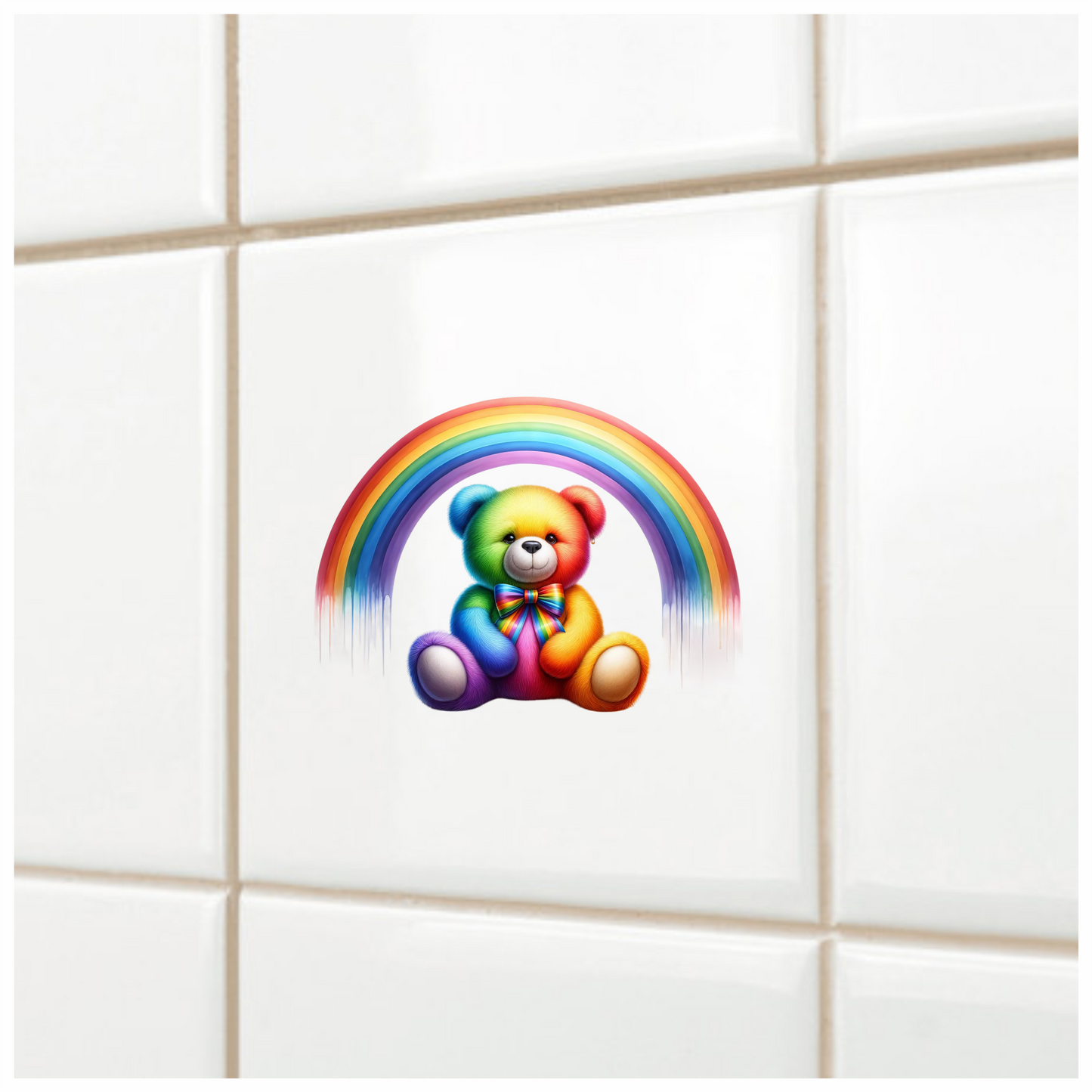 Rainbow Bear Colorful Teddy Vinyl Sticker Decal