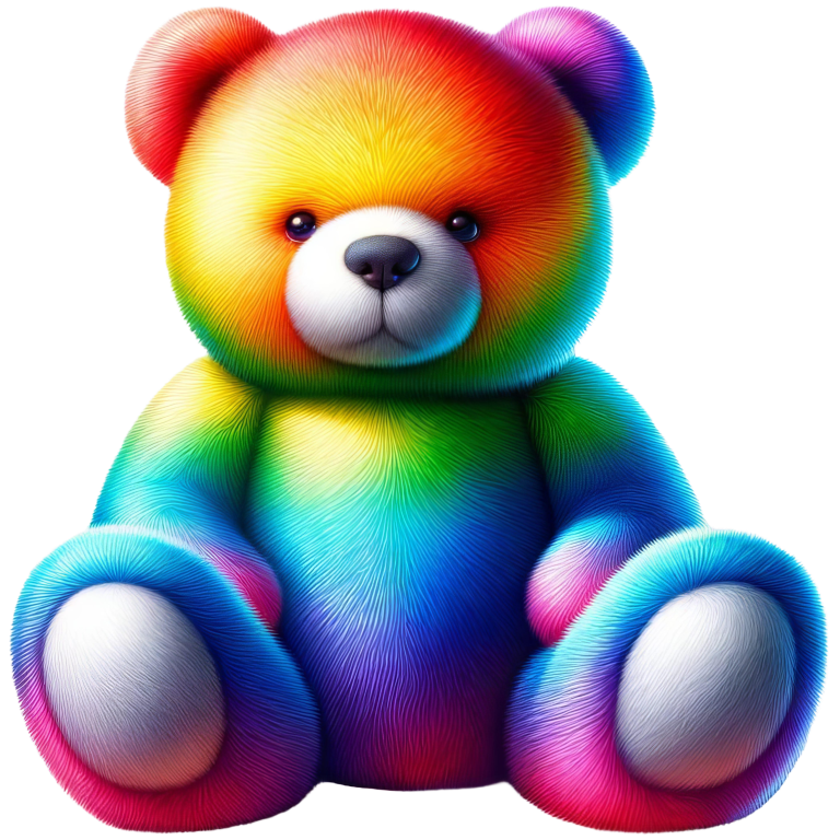 Rainbow Bear Sitting Plush Vinyl Sticker Decal