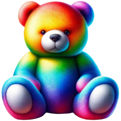 Rainbow Bear Sitting Plush Vinyl Sticker Decal