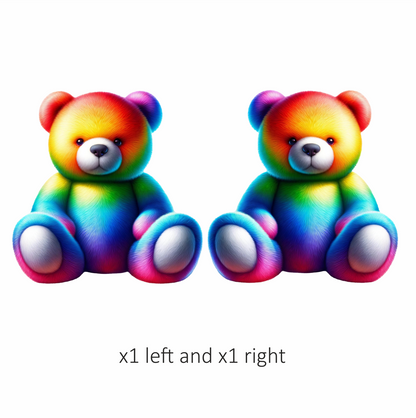 Rainbow Bear Sitting Plush Vinyl Sticker Decal
