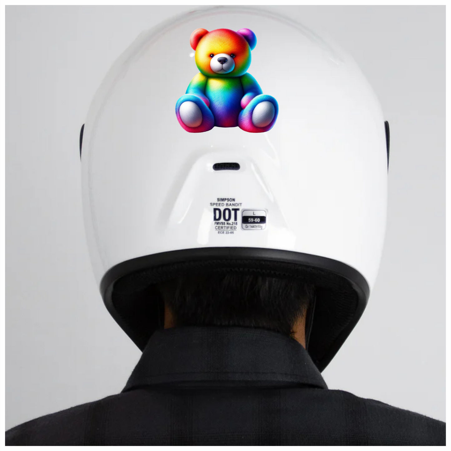 Rainbow Bear Sitting Plush Vinyl Sticker Decal