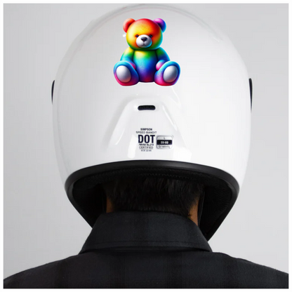 Rainbow Bear Sitting Plush Vinyl Sticker Decal