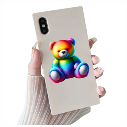 Rainbow Bear Sitting Plush Vinyl Sticker Decal