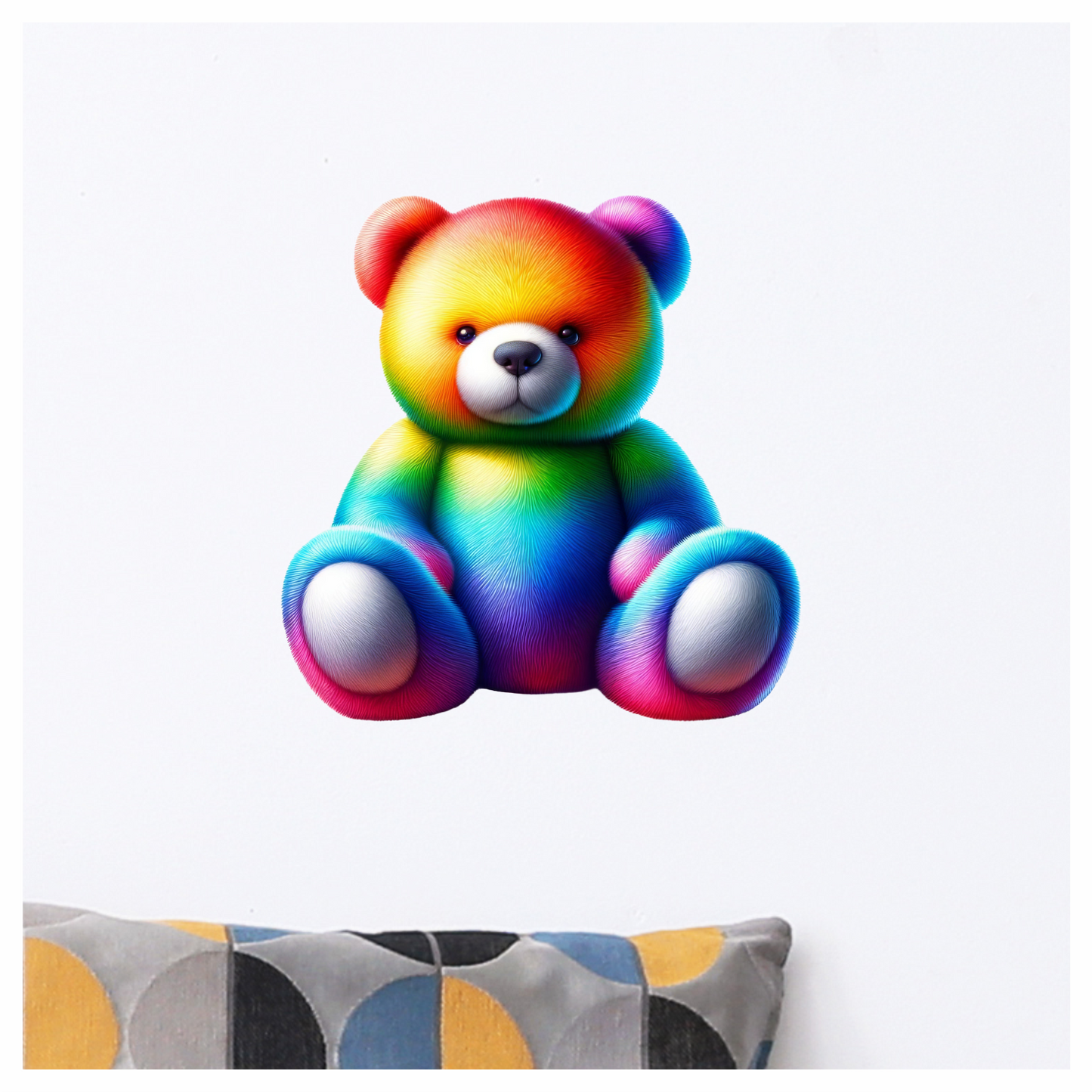Rainbow Bear Sitting Plush Vinyl Sticker Decal