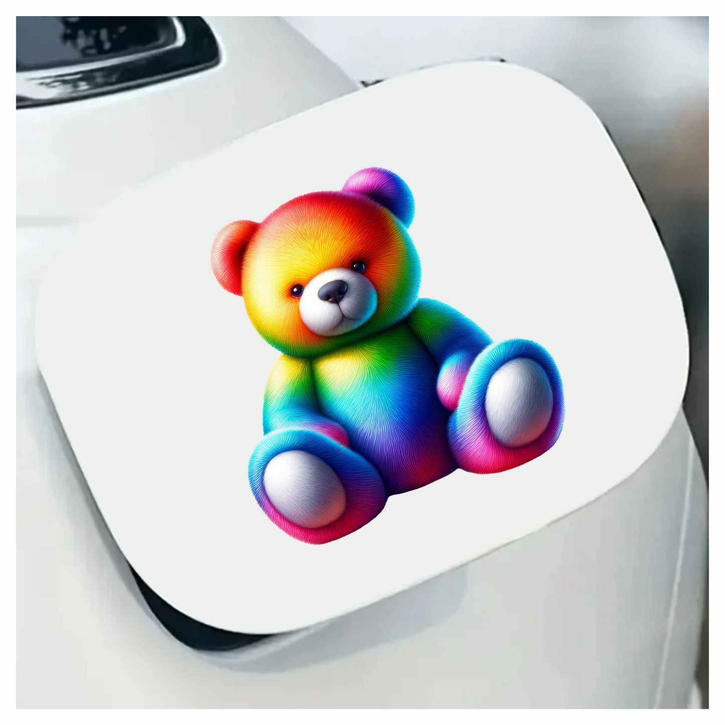 Rainbow Bear Sitting Plush Vinyl Sticker Decal