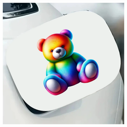 Rainbow Bear Sitting Plush Vinyl Sticker Decal