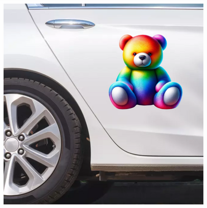 Rainbow Bear Sitting Plush Vinyl Sticker Decal