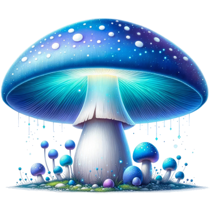 Mushroom Blue Glow Forest Vinyl Sticker Decal