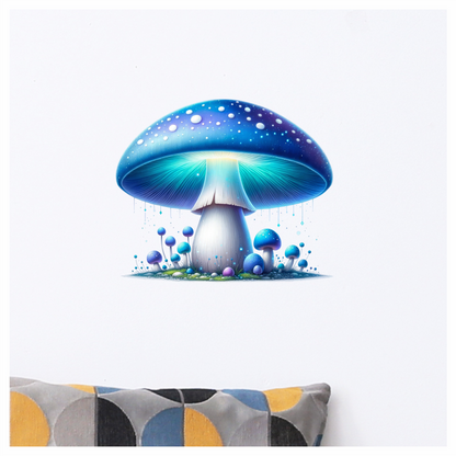 Mushroom Blue Glow Forest Vinyl Sticker Decal