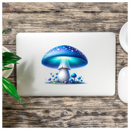 Mushroom Blue Glow Forest Vinyl Sticker Decal