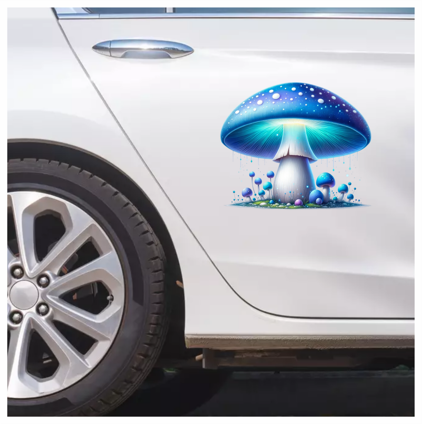 Mushroom Blue Glow Forest Vinyl Sticker Decal