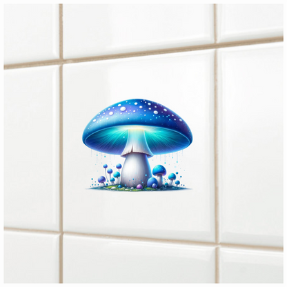 Mushroom Blue Glow Forest Vinyl Sticker Decal