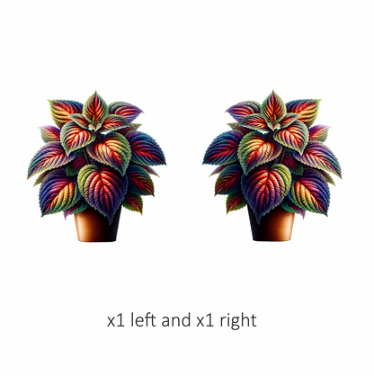 Colorful Leaves Plant Pot Vinyl Sticker Decal