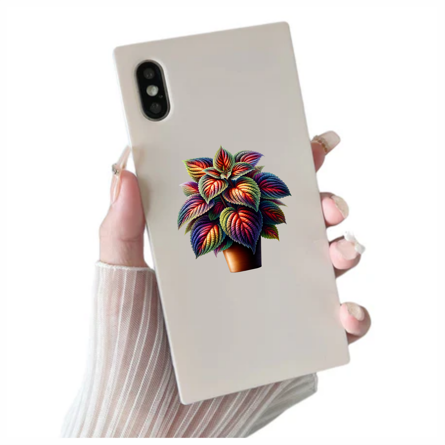 Colorful Leaves Plant Pot Vinyl Sticker Decal