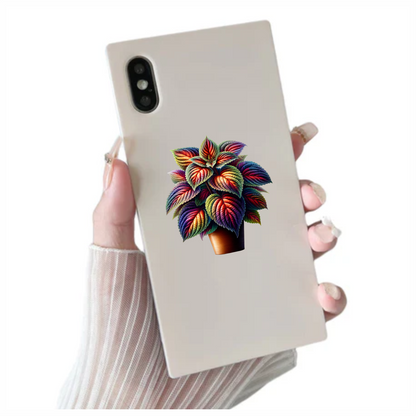 Colorful Leaves Plant Pot Vinyl Sticker Decal