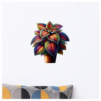 Colorful Leaves Plant Pot Vinyl Sticker Decal