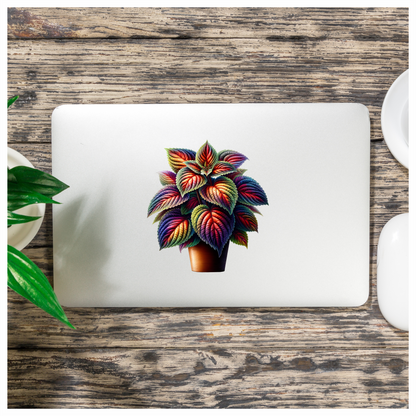 Colorful Leaves Plant Pot Vinyl Sticker Decal