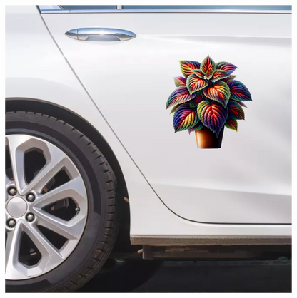 Colorful Leaves Plant Pot Vinyl Sticker Decal