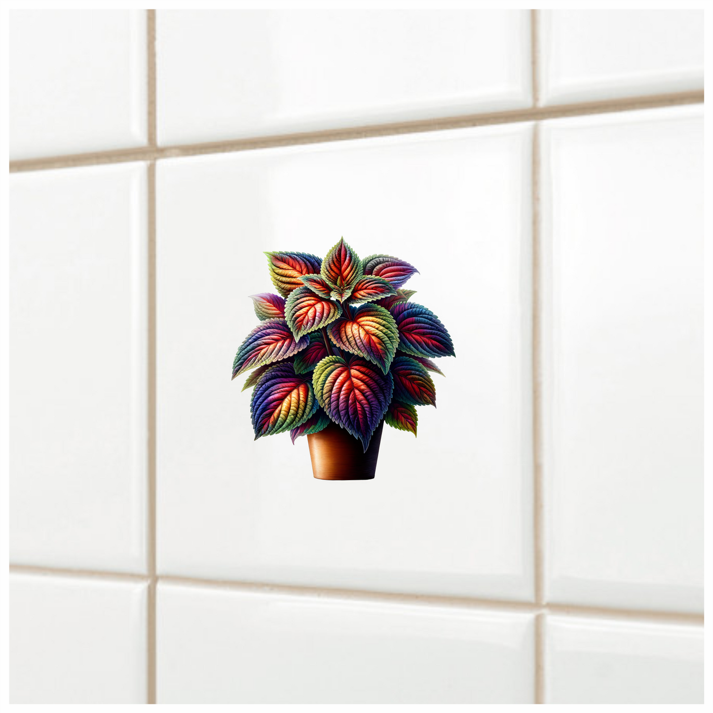 Colorful Leaves Plant Pot Vinyl Sticker Decal