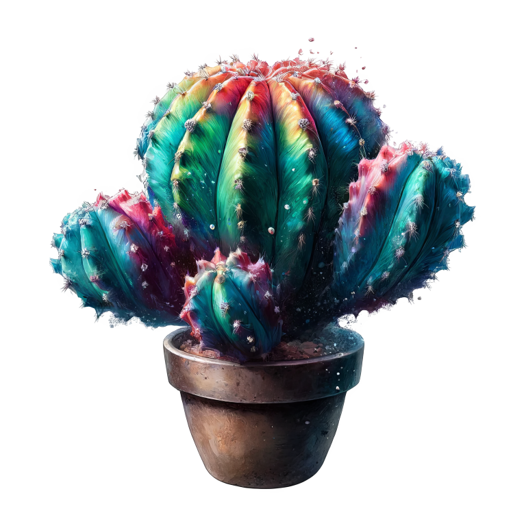 Cactus Colorful Pot Plant Vinyl Sticker Decal