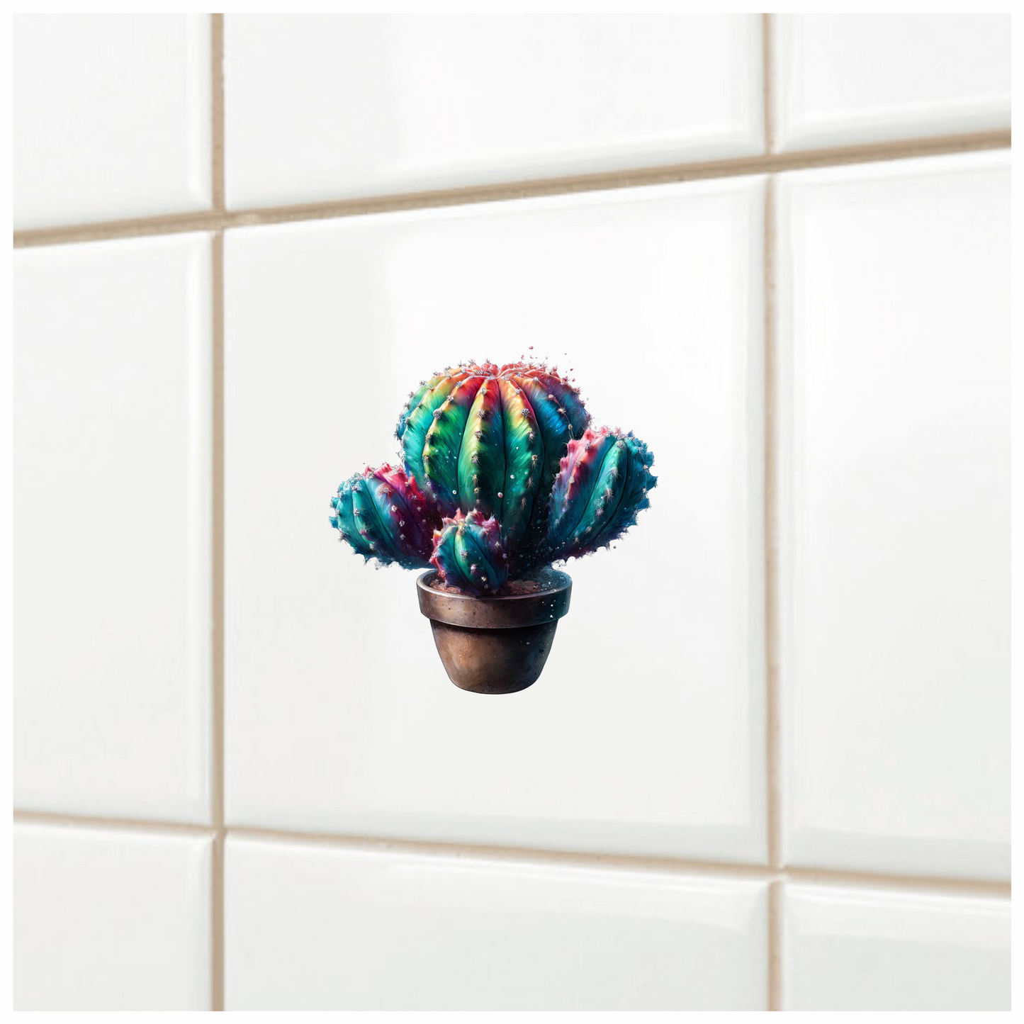Cactus Colorful Pot Plant Vinyl Sticker Decal