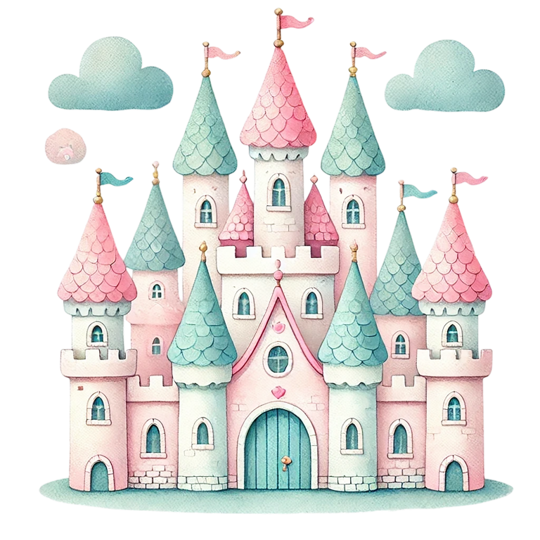 Castle Pink Green Clouds Vinyl Sticker Decal