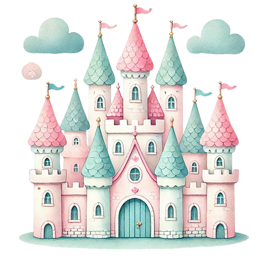 Castle Pink Green Clouds Vinyl Sticker Decal