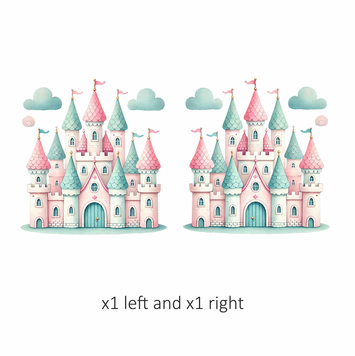 Castle Pink Green Clouds Vinyl Sticker Decal