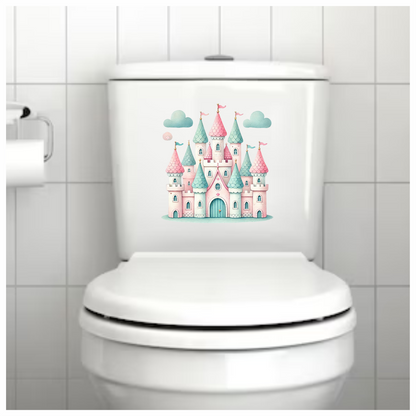 Castle Pink Green Clouds Vinyl Sticker Decal