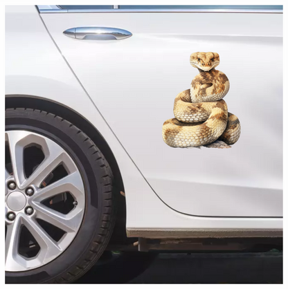 Brown Snake Coiled Rattlesnake Scaly Detailed Vinyl Sticker Decal