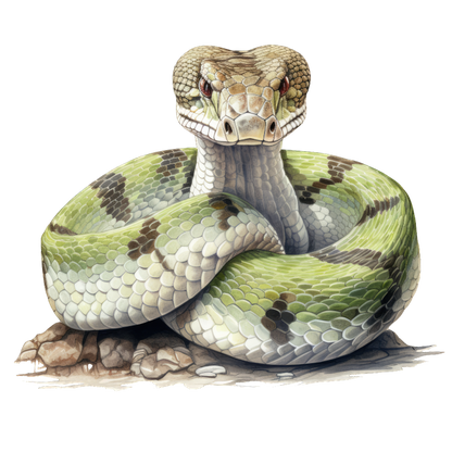 Green Snake Coiled Realistic Detailed Vinyl Sticker Decal