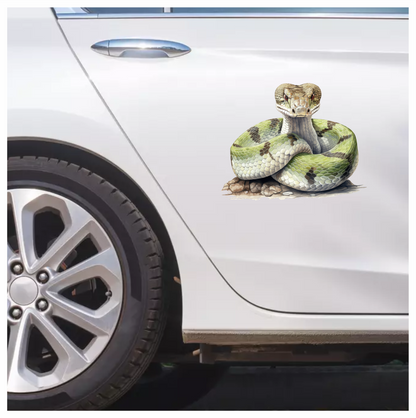 Green Snake Coiled Realistic Detailed Vinyl Sticker Decal