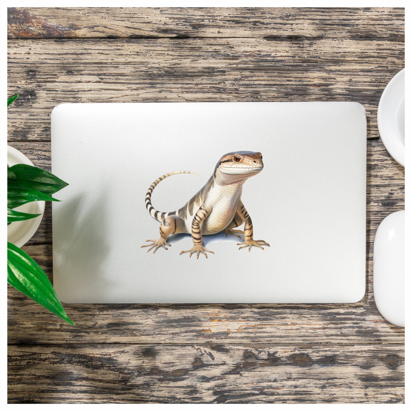 Lizard Tan Blue Stripes Reptile Skink Vinyl Sticker Decal