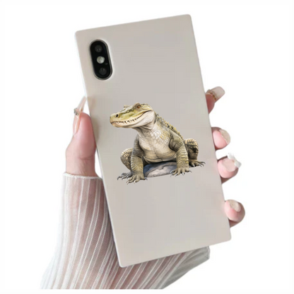 Crocodile Green Scales Sitting Rock Vinyl Sticker Decal