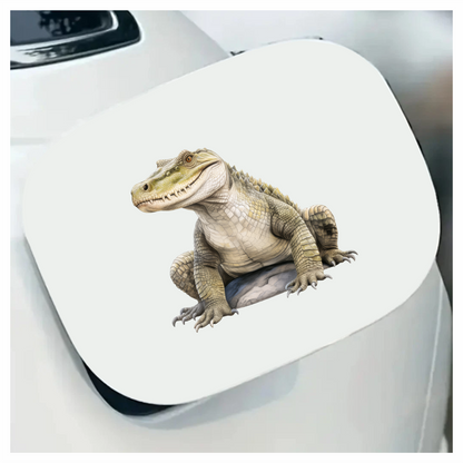 Crocodile Green Scales Sitting Rock Vinyl Sticker Decal